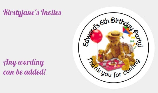 Personalised Christmas Xmas present stickers Teddy bears picnic