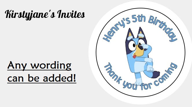 Personalised Christmas Xmas present stickers Bluey