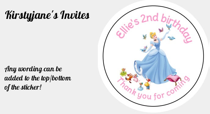 Personalised Christmas Xmas present stickers Cinderella