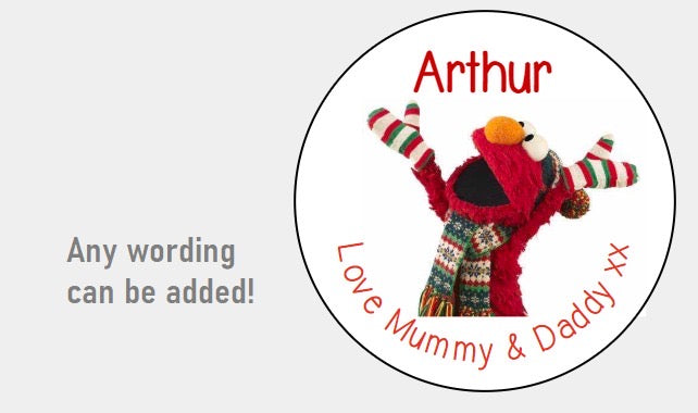 Personalised Christmas Xmas present stickers sesame street Elmo