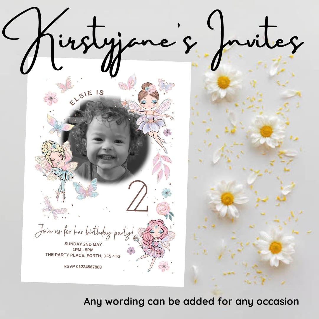 Personalised photo child’s party birthday invitations