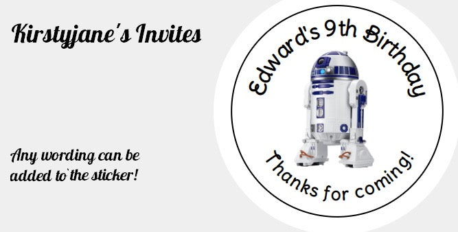 Personalised Christmas Xmas present stickers Star Wars R2D2