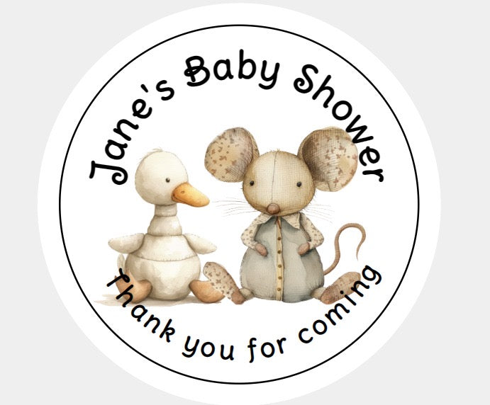 Personalised Christmas Xmas present stickers mouse & duck