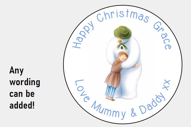 Personalised Christmas Xmas presents stickers the snowman