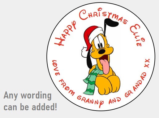 Personalised Christmas Xmas presents stickers Pluto