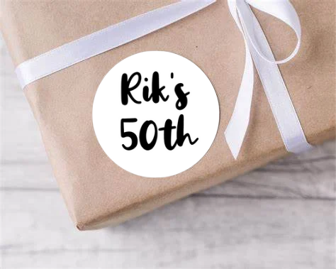 Personalised birthday party black adult age stickers