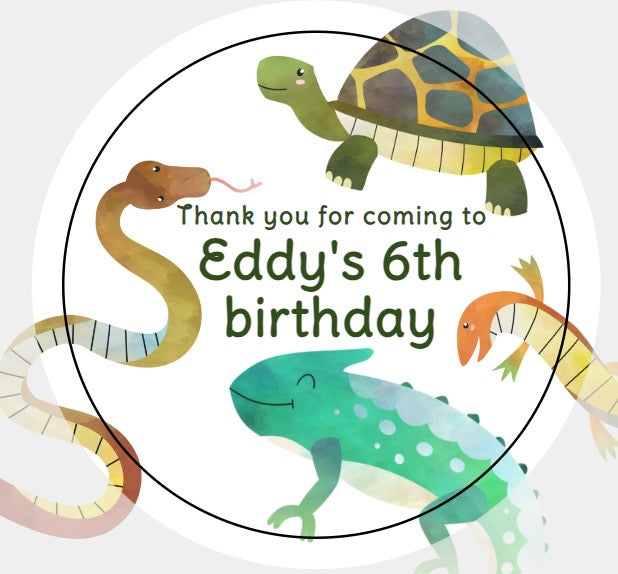 Personalised Christmas Xmas present stickers reptiles