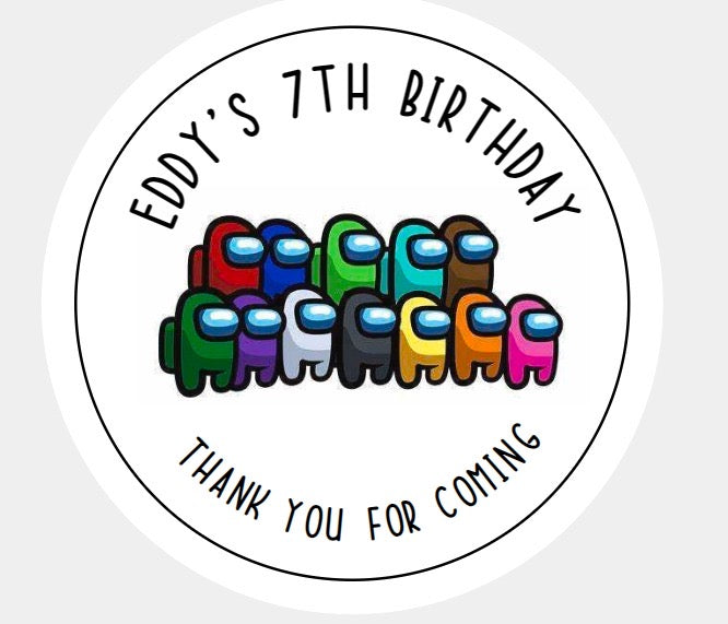 Personalised Christmas Xmas present stickers among us