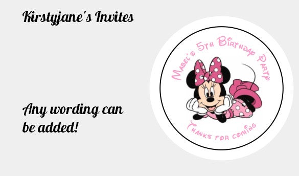 Personalised Christmas Xmas present stickers Minnie Mouse