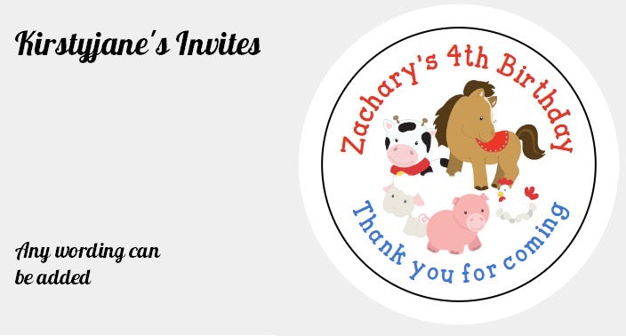 Personalised Christmas Xmas present stickers Farmyard Animals