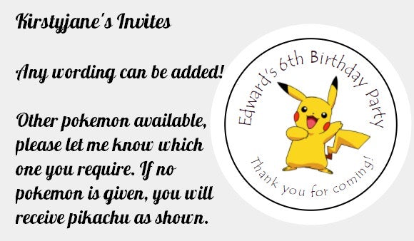 Personalised Christmas Xmas present stickers Pokémon Pikachu