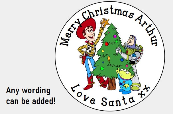 Personalised Christmas Xmas present stickers Toy Story