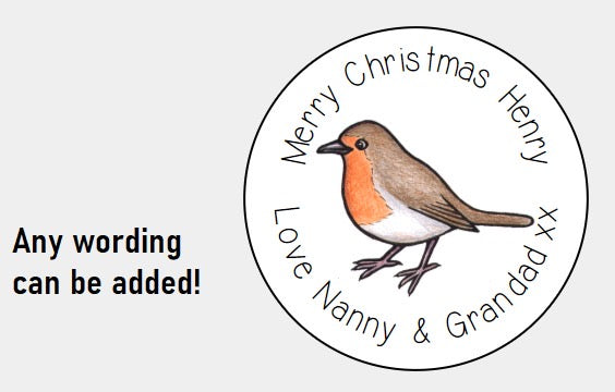 Personalised Christmas Xmas presents stickers robin