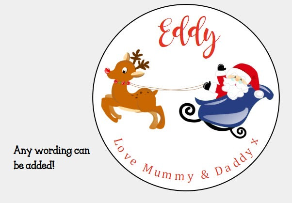 Personalised Christmas Xmas presents stickers Father Christmas Rudolph