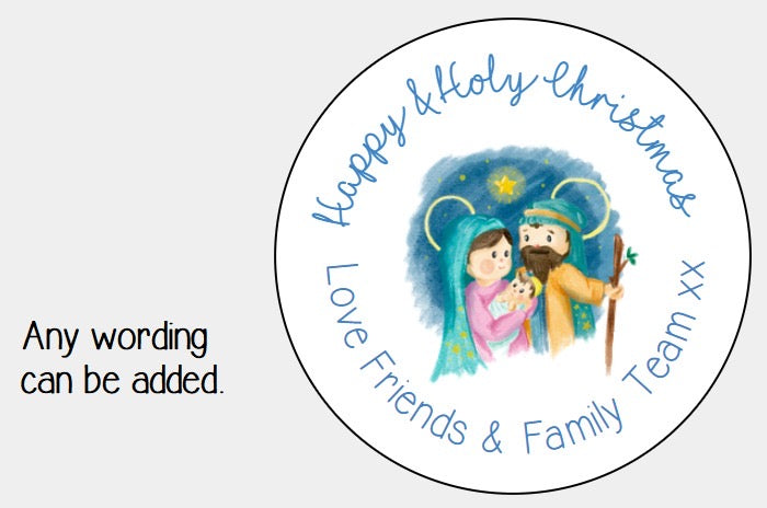 Personalised Christmas Xmas presents stickers nativity Jesus