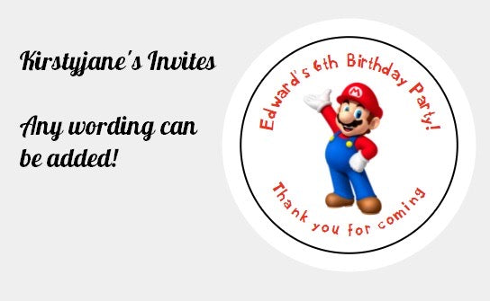 Personalised Christmas Xmas present stickers Mario