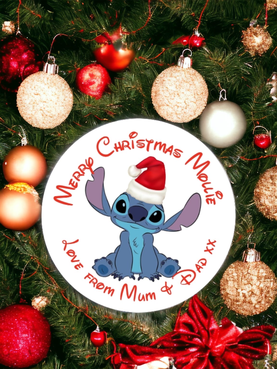 Personalised Christmas Xmas present stickers stitch