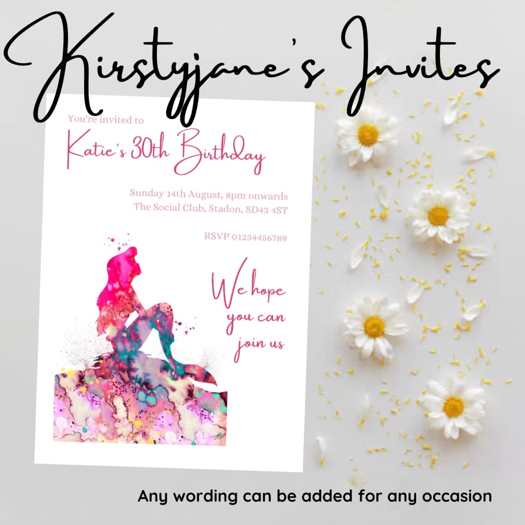 Personalised mermaid kids party birthday invitations