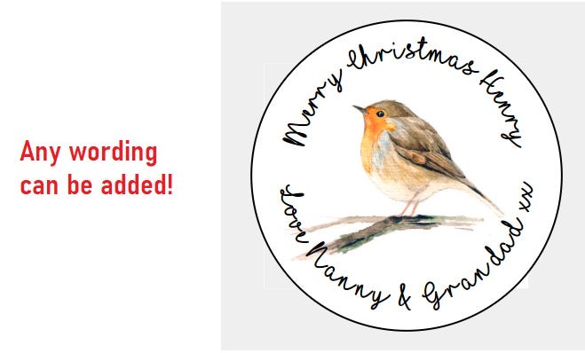Personalised Christmas Xmas presents stickers robin
