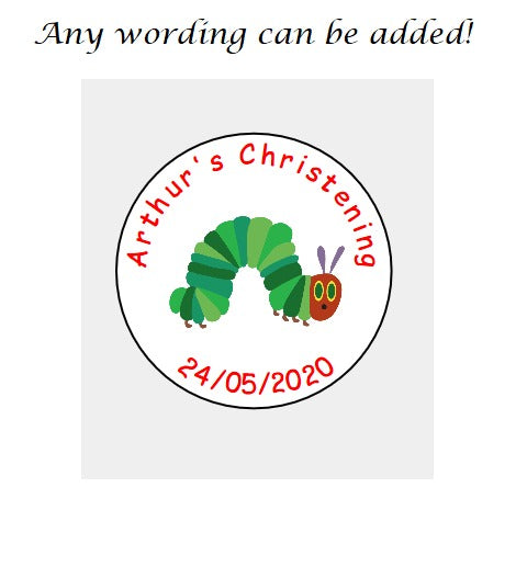 Personalised Christmas Xmas present stickers The very hungry caterpillar