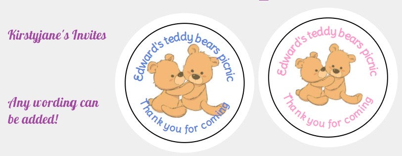 Personalised Christmas Xmas present stickers Teddy bears