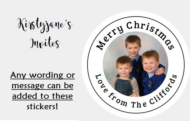Personalised Christmas Xmas presents stickers own photo