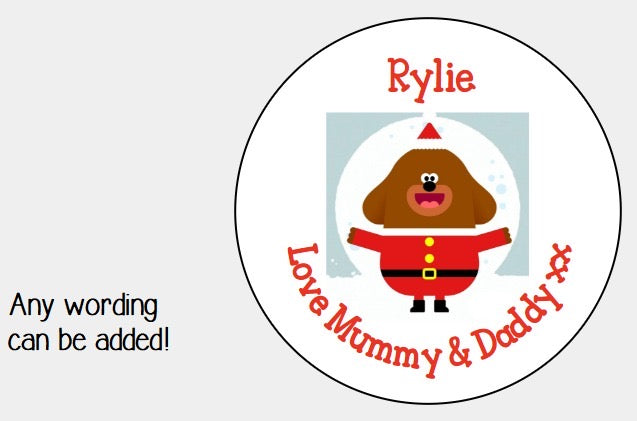 Personalised Christmas Xmas presents stickers hey Duggie