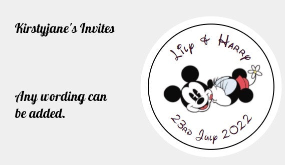 Personalised Christmas Xmas present stickers Minnie & Mickey Mouse