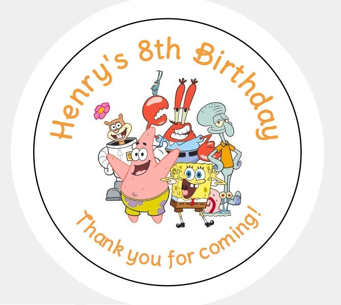 Personalised Christmas Xmas present stickers Spongebob