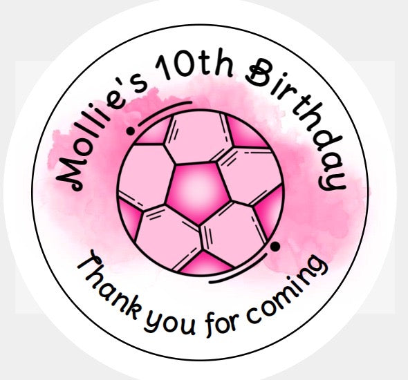 Personalised Christmas Xmas present stickers Football pink