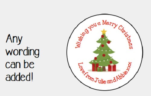 Personalised Christmas Xmas presents stickers Christmas tree