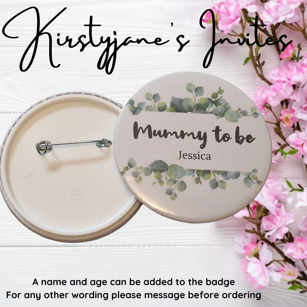 Personalised mother to be mum mummy baby shower name badge