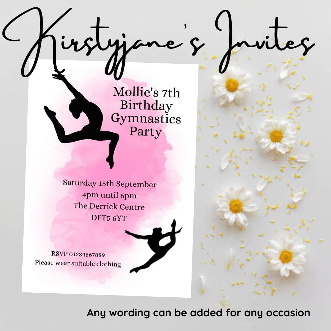 Personalised dancing girls birthday invitations