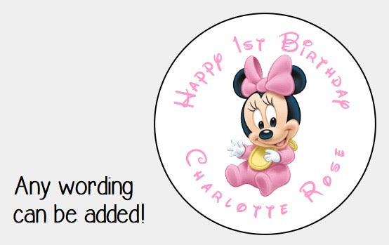 Personalised Christmas Xmas present stickers Minnie Mouse