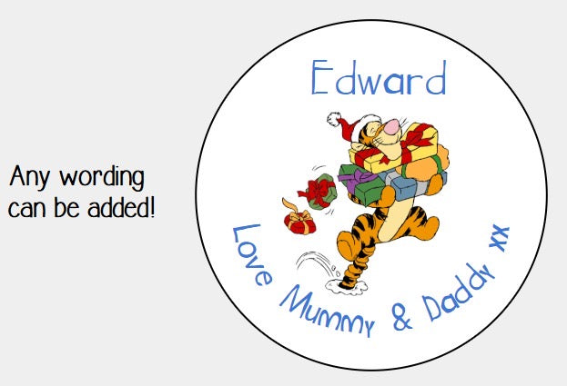Personalised Christmas Xmas present stickers tigger