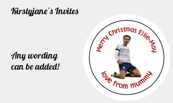 Personalised Christmas Xmas present stickers Football Jack grealish