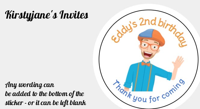 Personalised Christmas Xmas present stickers Blippi