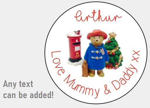Personalised Christmas Xmas presents stickers Paddington