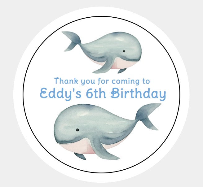 Personalised Christmas Xmas present stickers whale