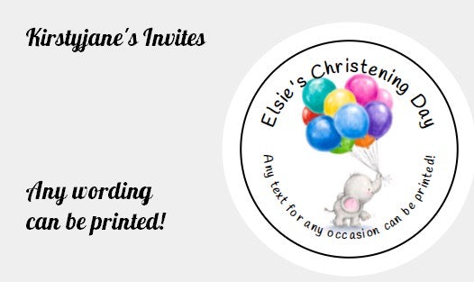 Personalised Christmas Xmas present stickers elephant with balloons