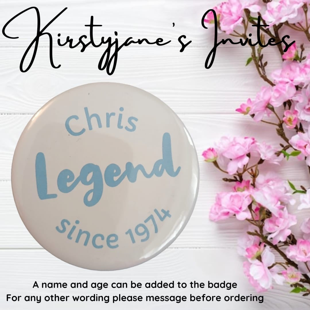 Personalised legend Adults milestone birthday badge