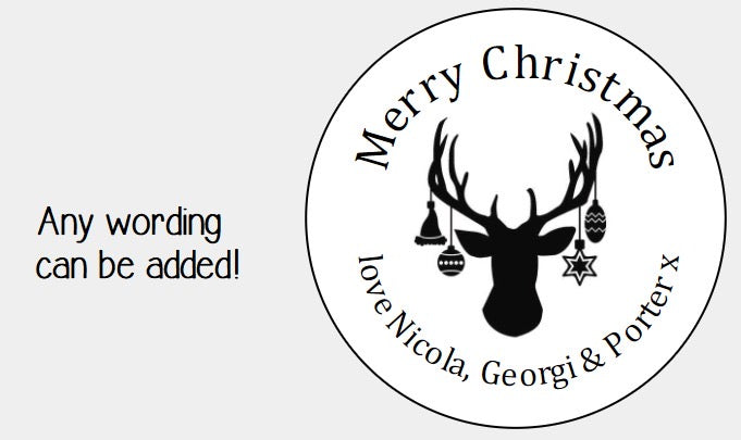 Personalised Christmas Xmas presents stickers reindeer