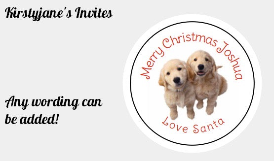 Personalised Christmas Xmas present stickers Dogs