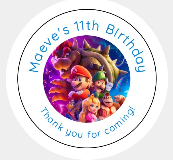 Personalised Christmas Xmas present stickers Mario movie