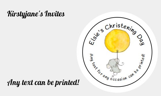 Personalised Christmas Xmas present stickers elephant with balloons