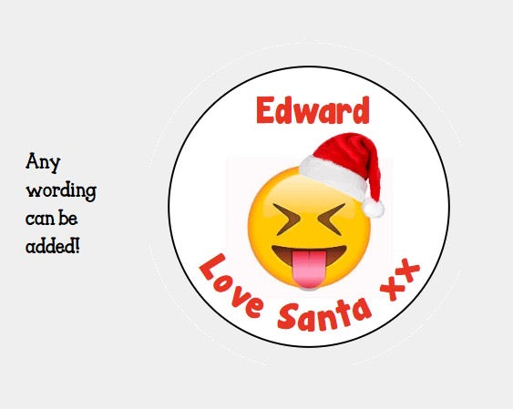 Personalised Christmas Xmas present stickers emoji