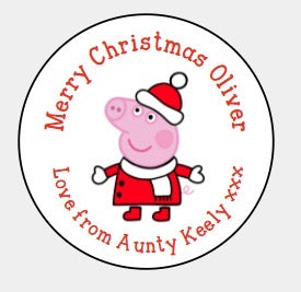 Personalised Christmas Xmas presents stickers Peppa Pig