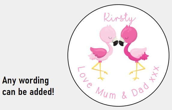 Personalised Christmas Xmas present stickers Flamingo