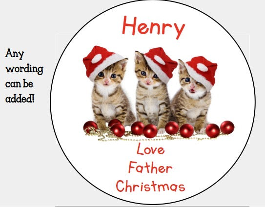 Personalised Christmas Xmas present stickers Kittens