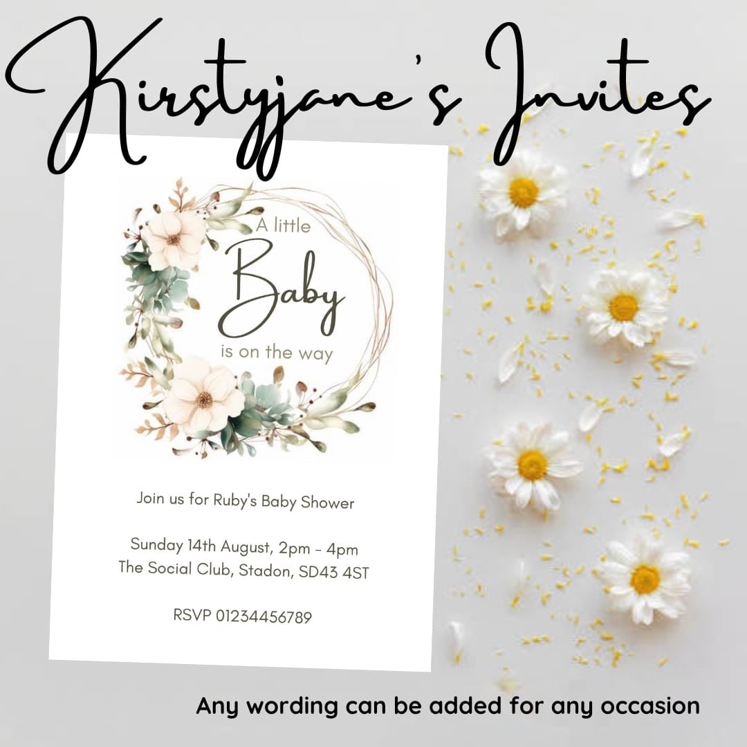 Personalised baby shower invitations